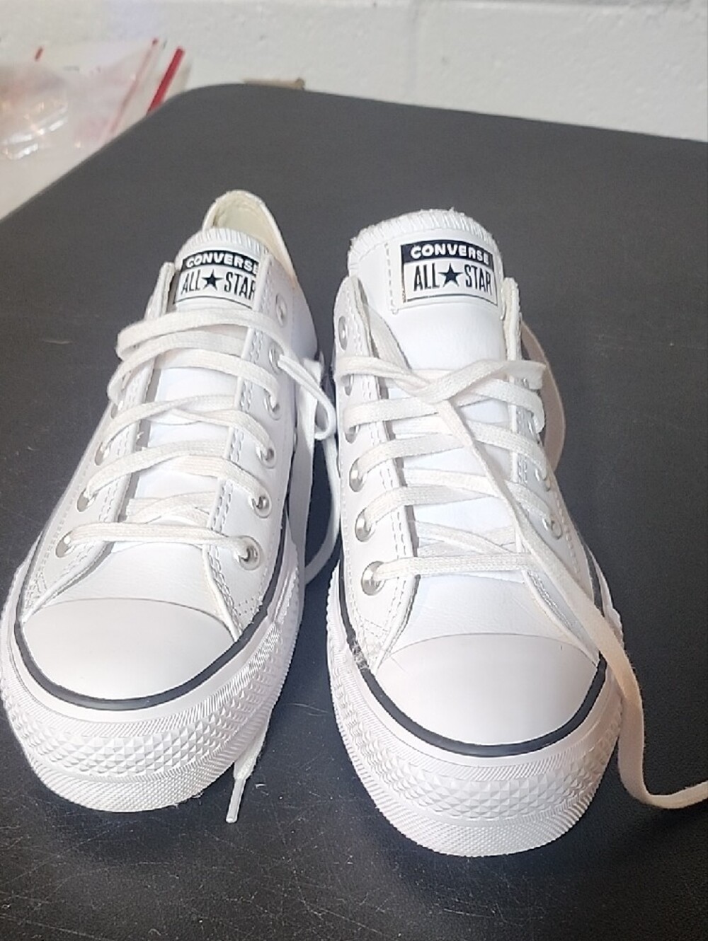 Converse White Low Top Platform Sneakers - Picture 2 of 6